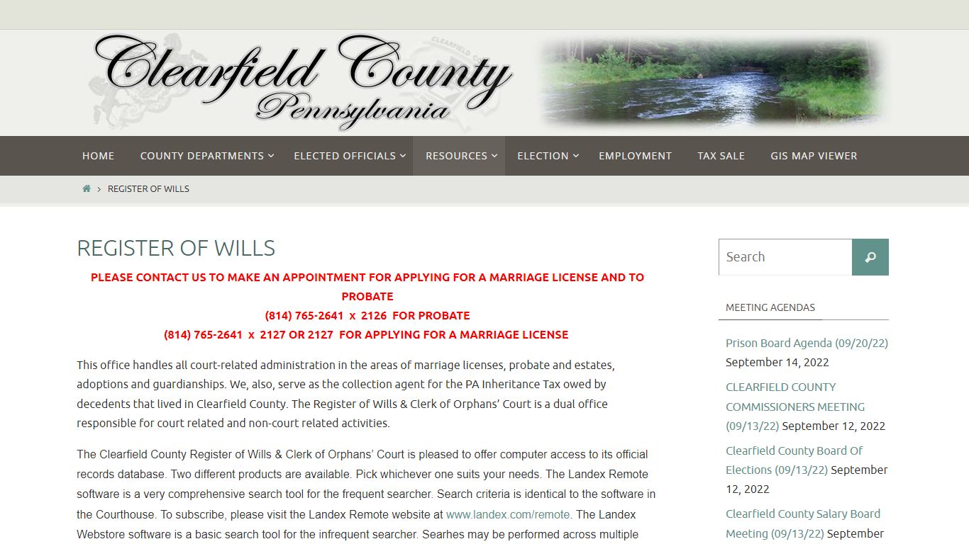 Register of Wills - Clearfield County, Pennsylvania