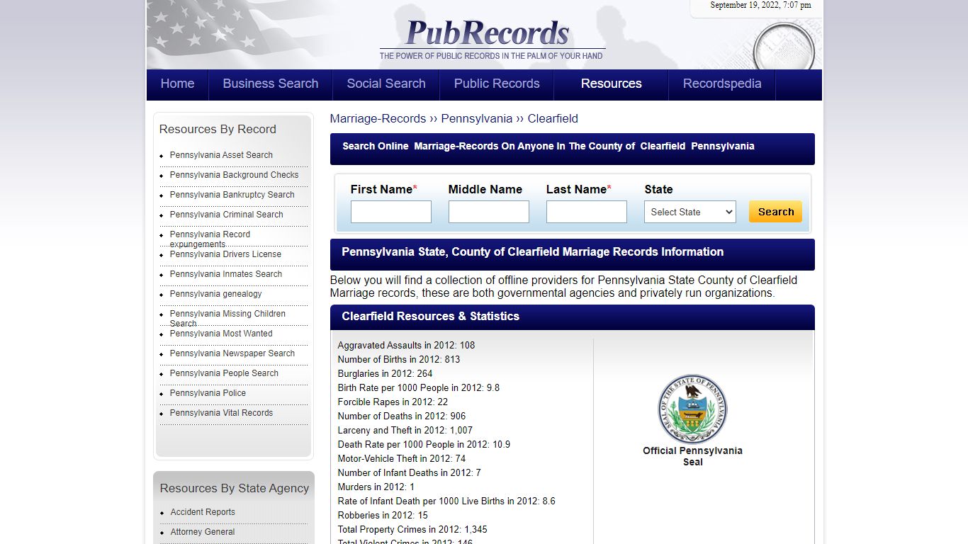 Clearfield County, Pennsylvania Marriage Records