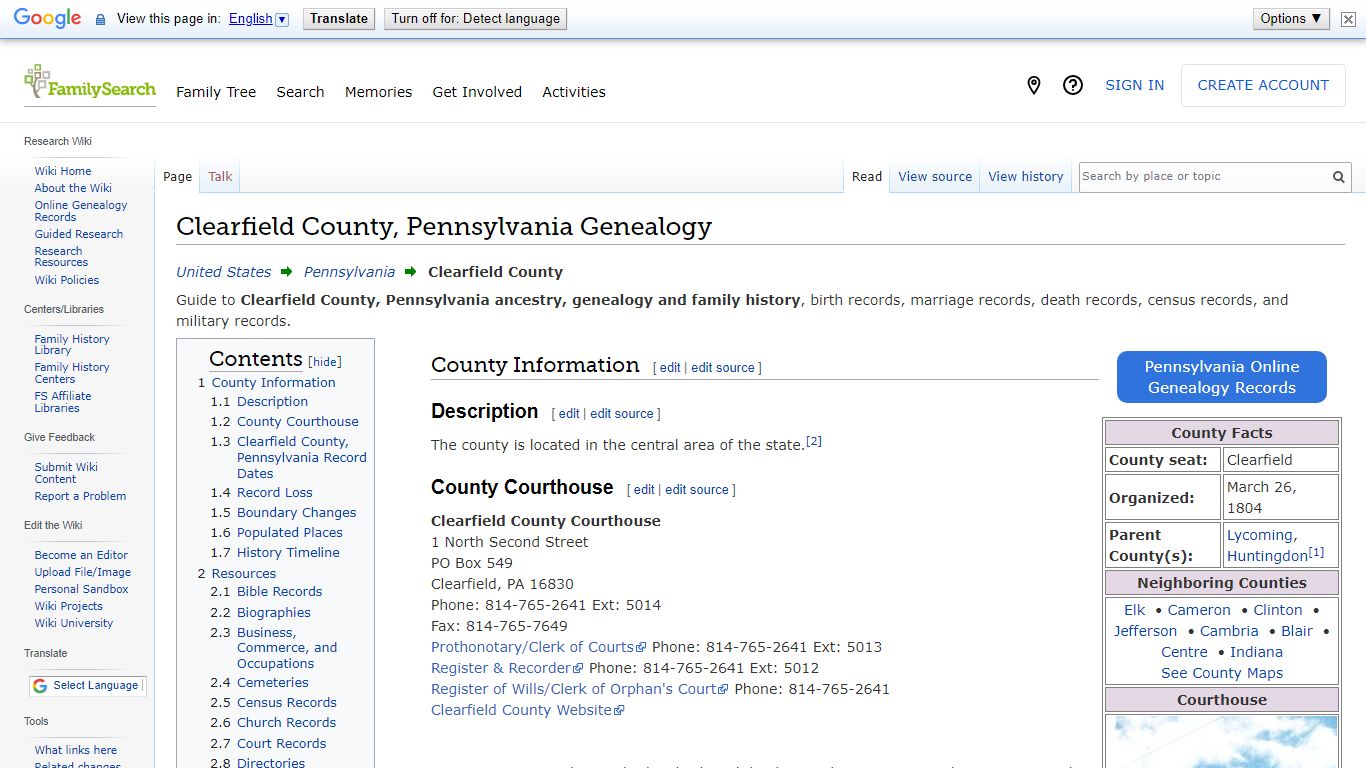 Clearfield County, Pennsylvania Genealogy • FamilySearch